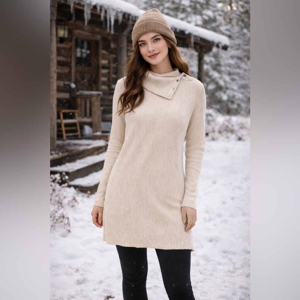 Revolve‎ The Range Waffle Knit Mini Dress Women’s Size M Tan Neutral Cabincore